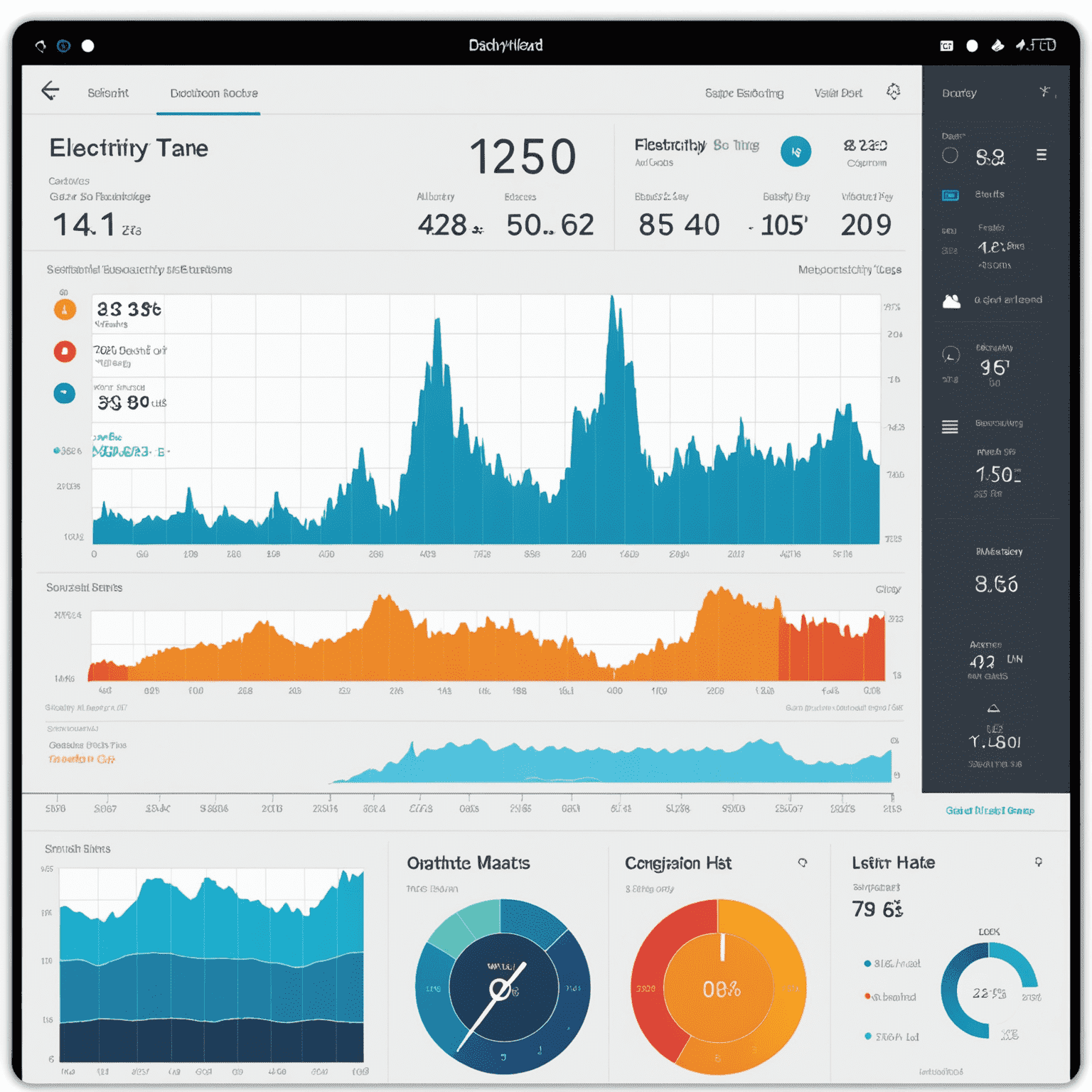 Interactive dashboard showing real-time electricity usage graph with peaks and valleys throughout the day