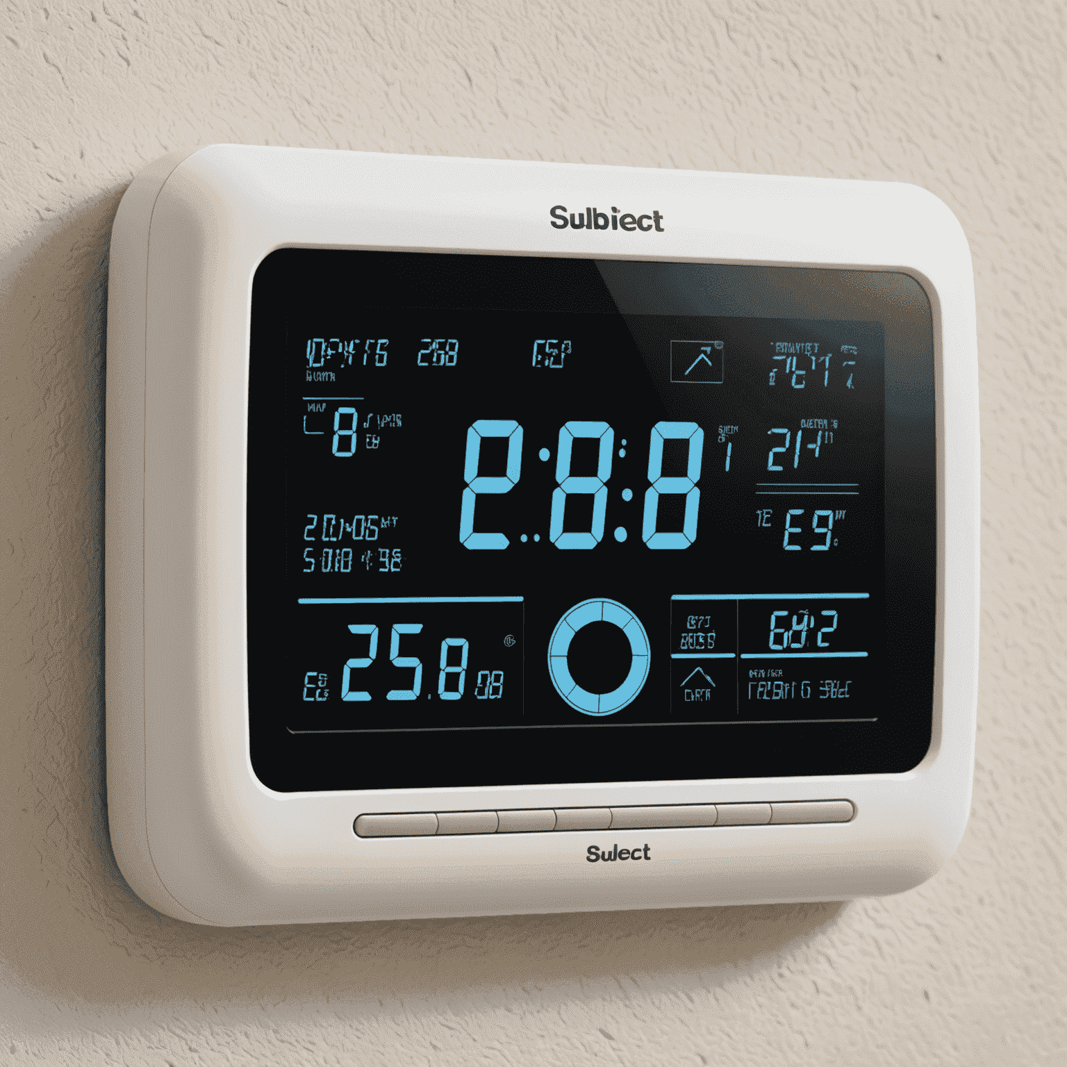 A digital thermostat showing energy-efficient temperature settings for summer and winter