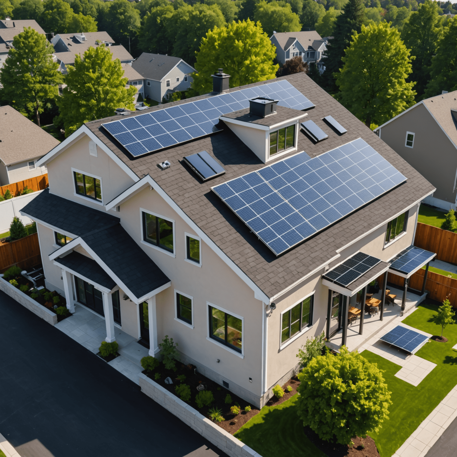 Residential rooftop with solar panels installed, showing a modern suburban home embracing clean energy