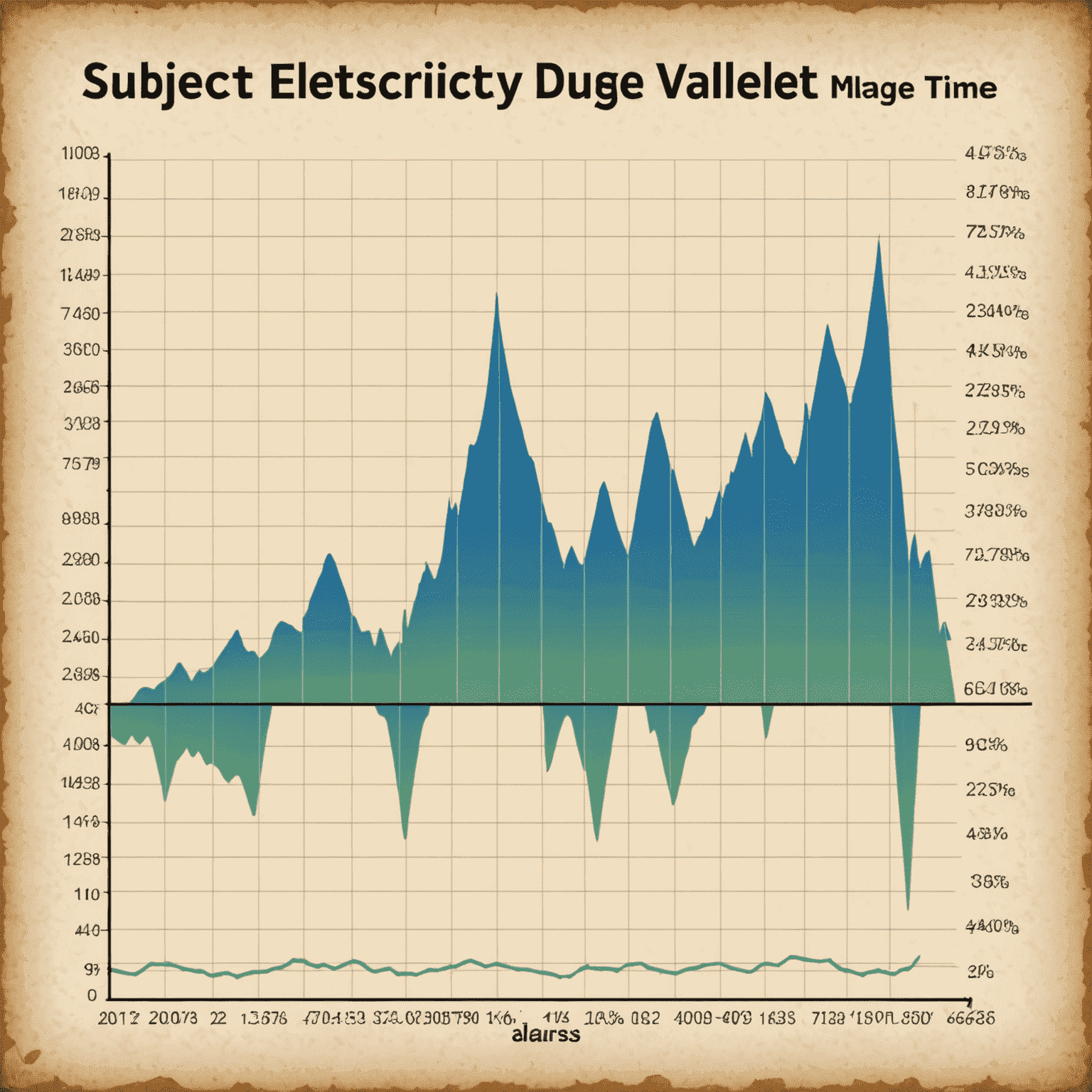 A graph showing electricity usage over time with peaks and valleys