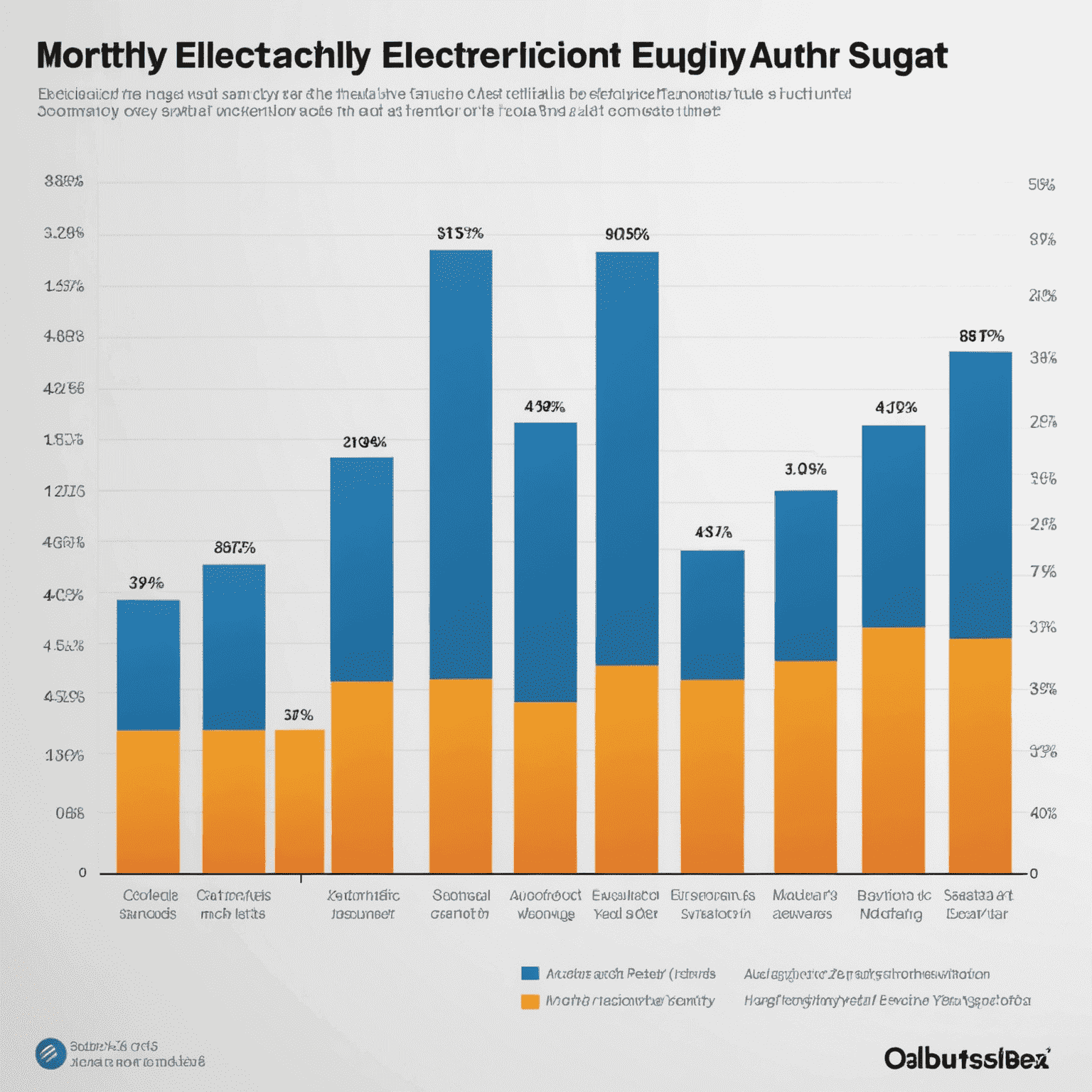 Bar chart comparing monthly electricity usage over the past year, showing seasonal variations and overall trends