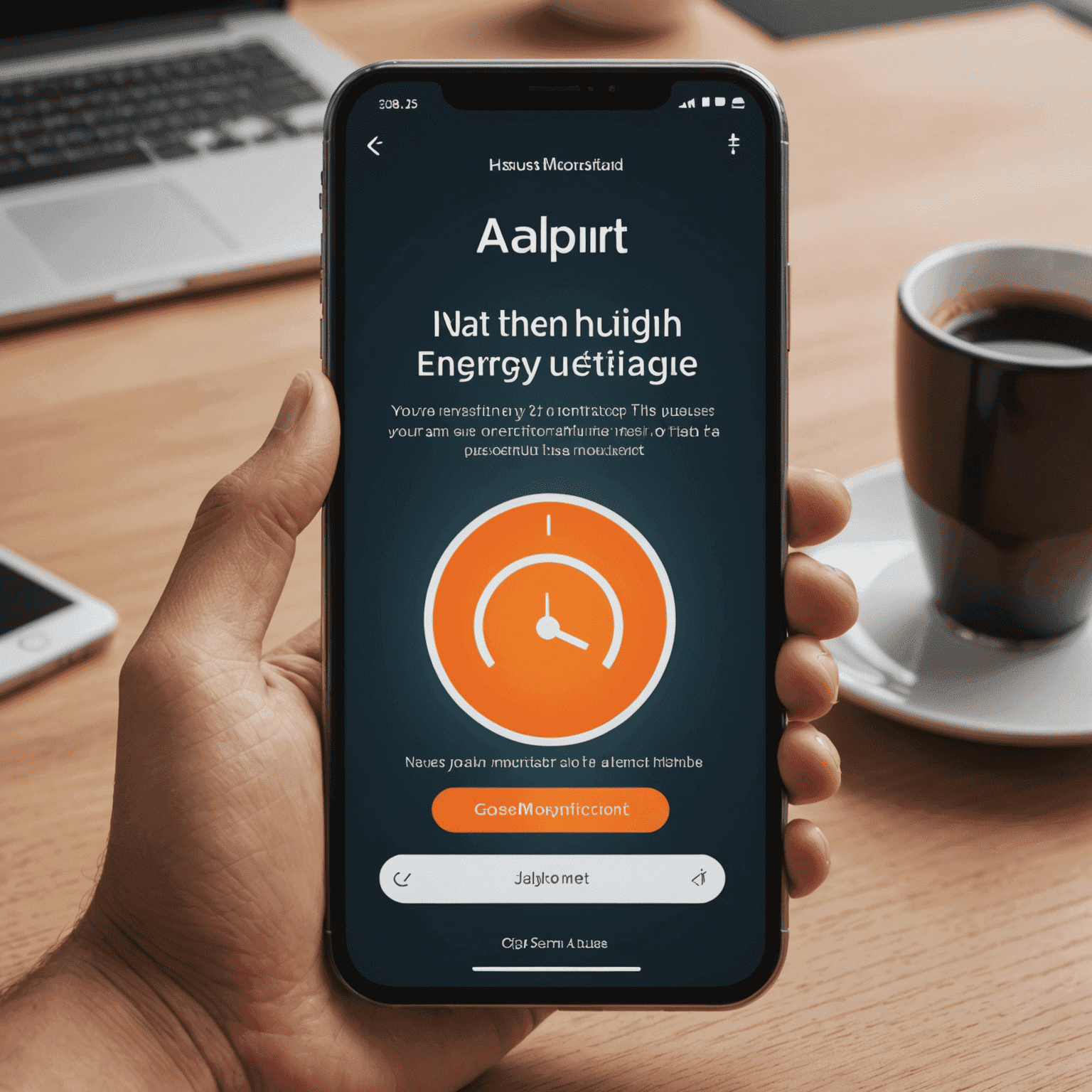 Mobile phone screen showing a push notification alert for high energy usage
