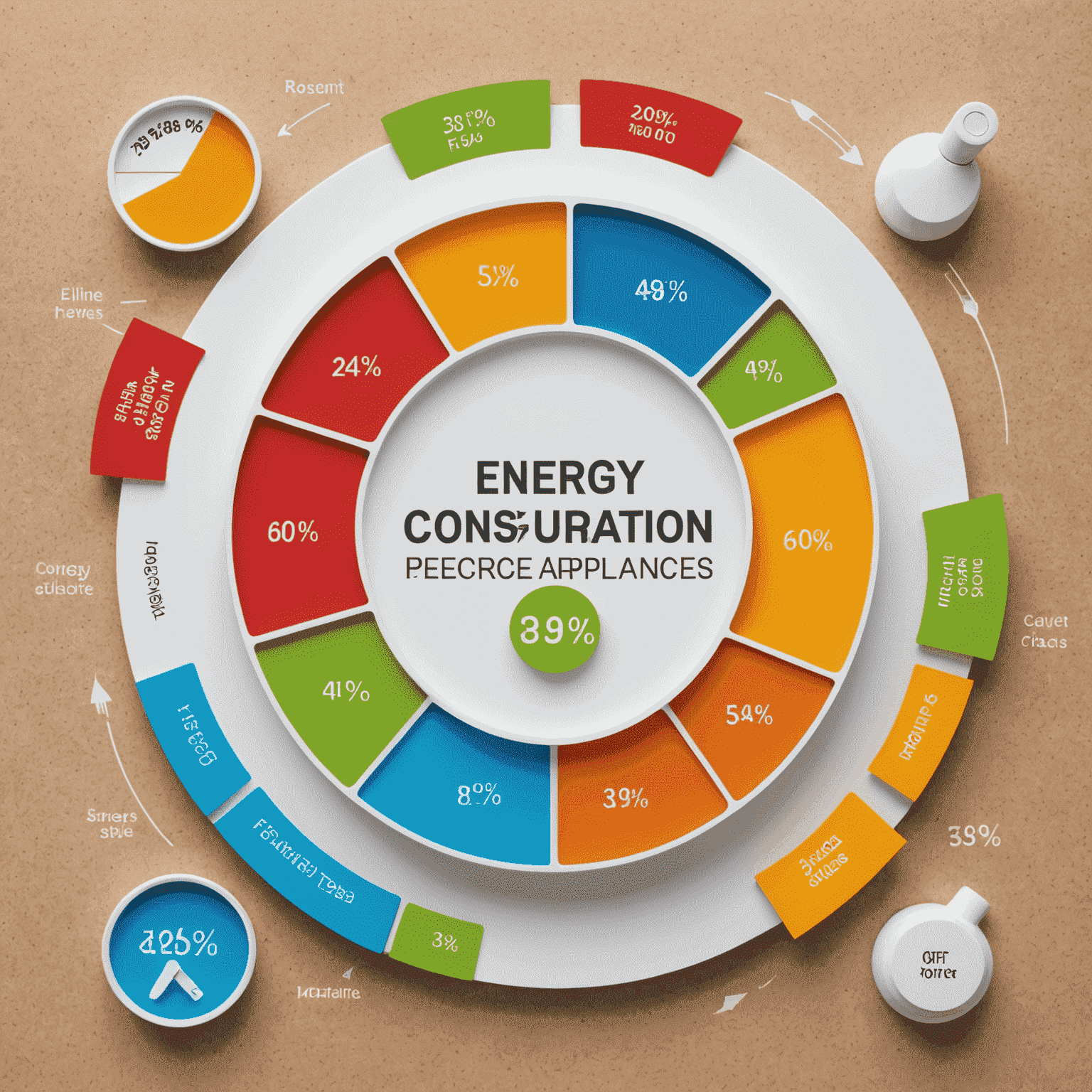 Pie chart showing the percentage of energy consumption by different household appliances